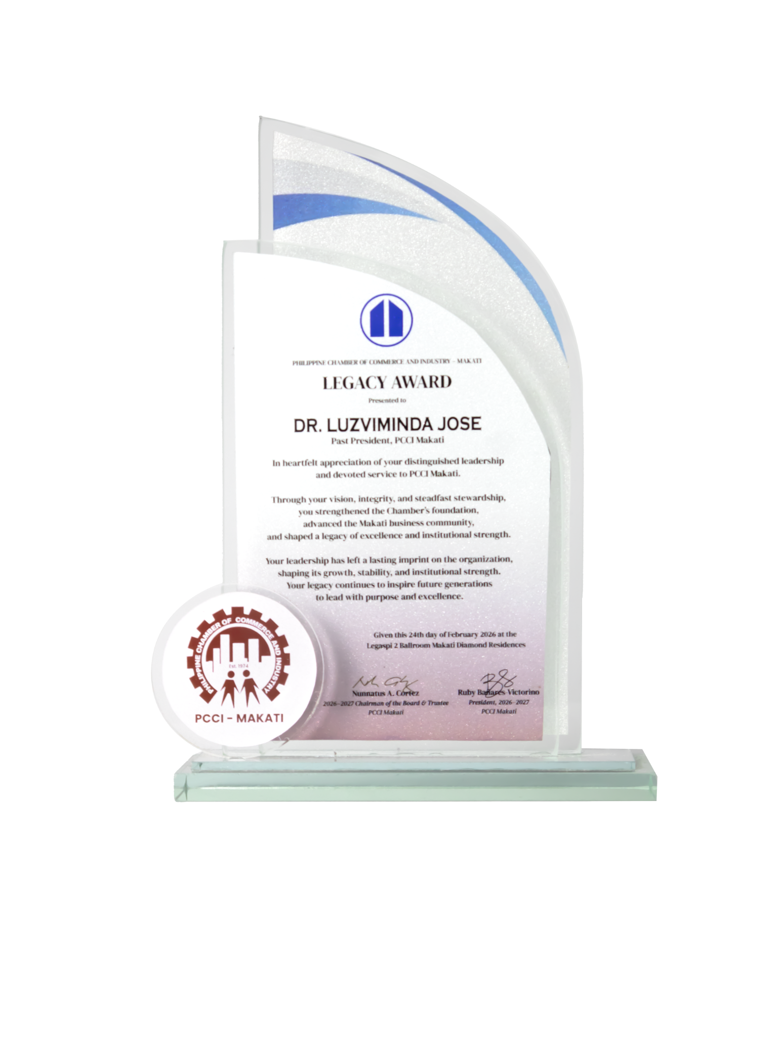 PCCI Makati — Legacy Award for Dr. Luzviminda Jose