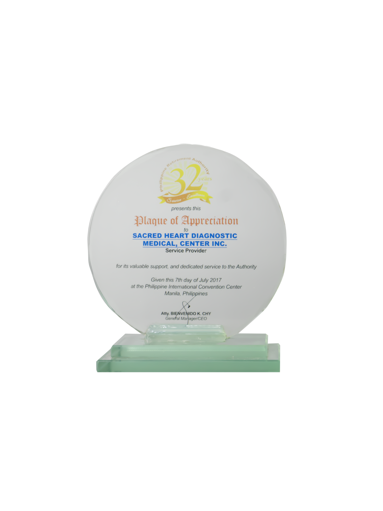 Philippine Retirement Authority — Plaque of Appreciation