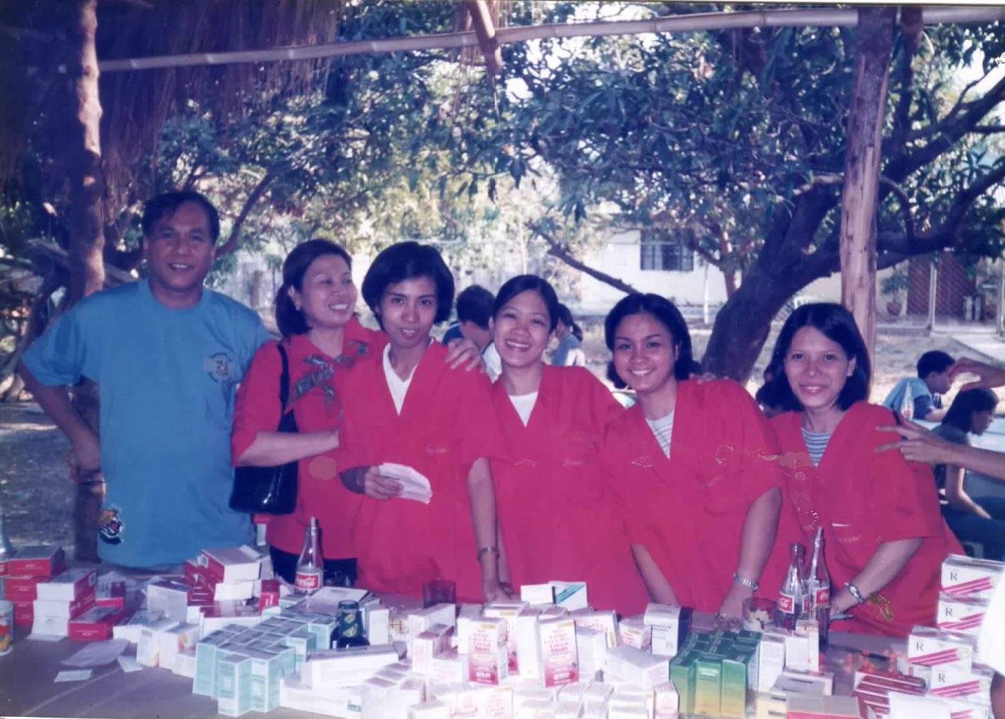 Sacred Heart medical mission team with medicines and supplies