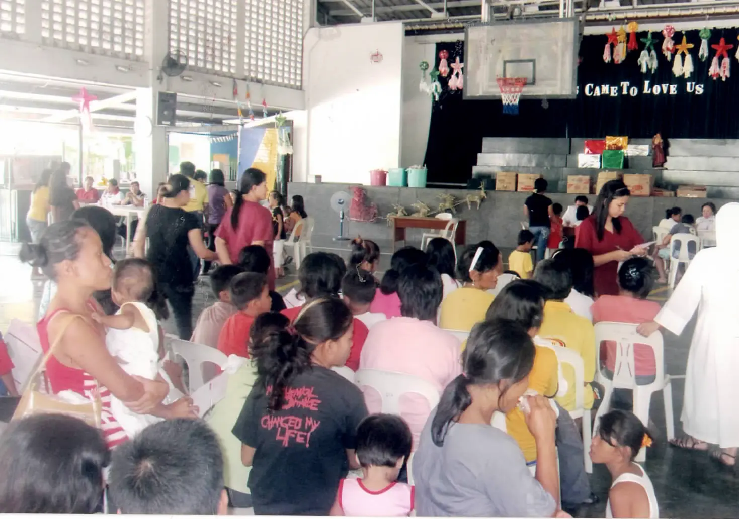 Community members attending a Sacred Heart medical mission