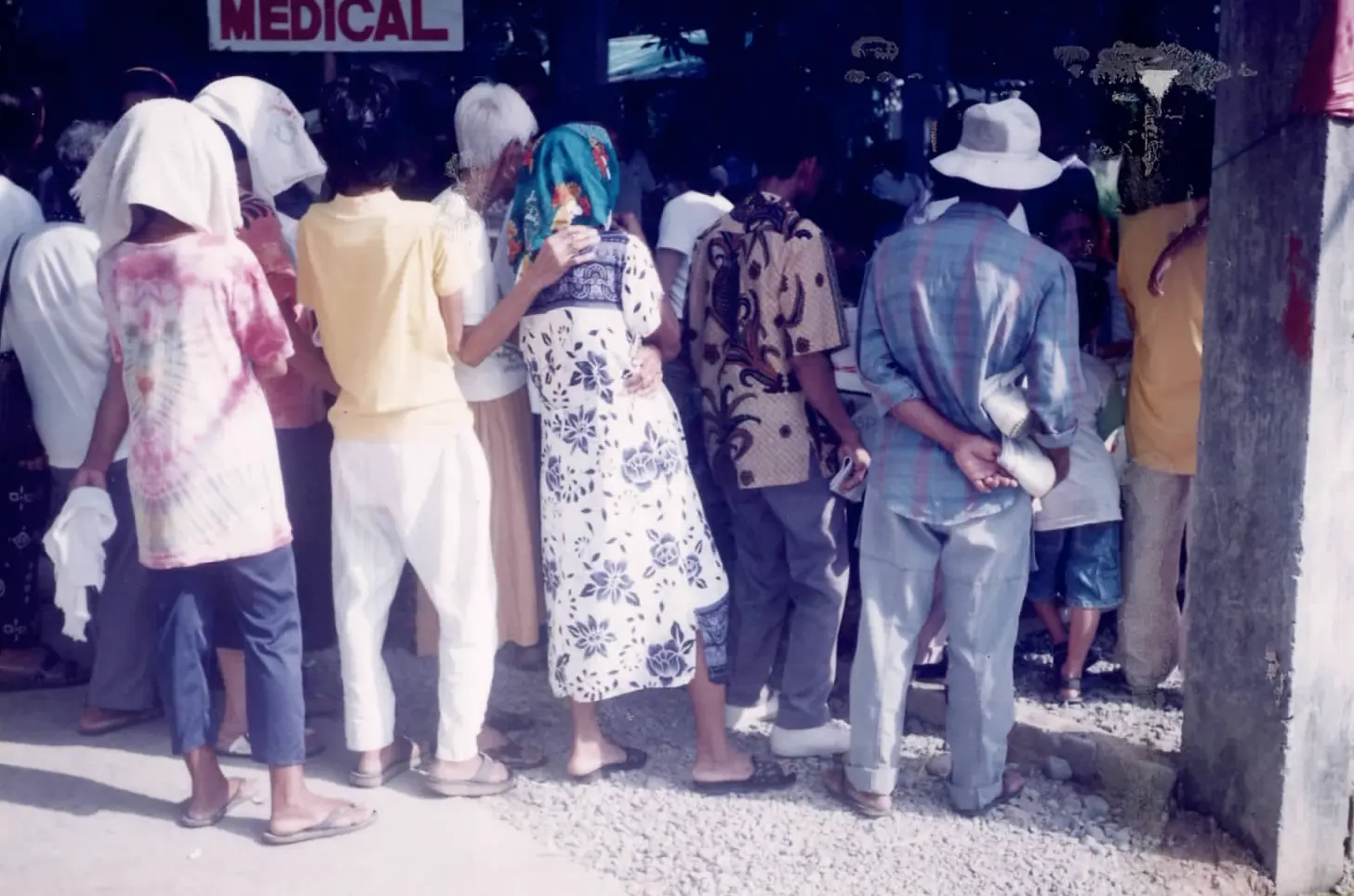 Community members gathered for a Sacred Heart medical mission