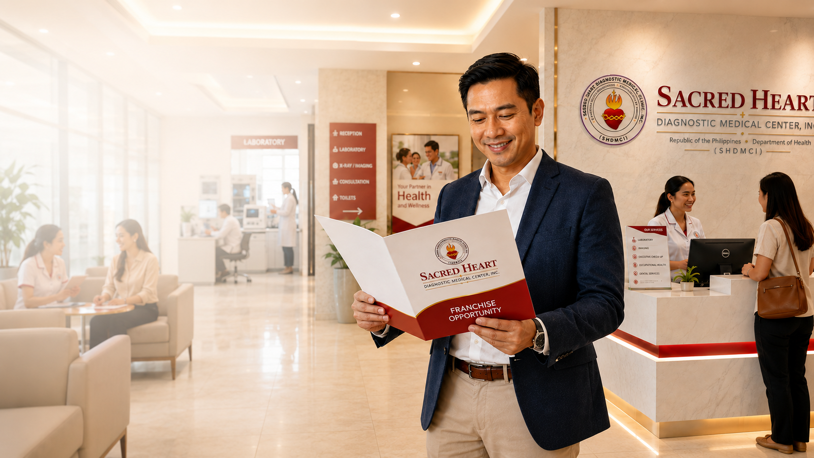 Sacred Heart franchise owner inside a modern diagnostic medical center