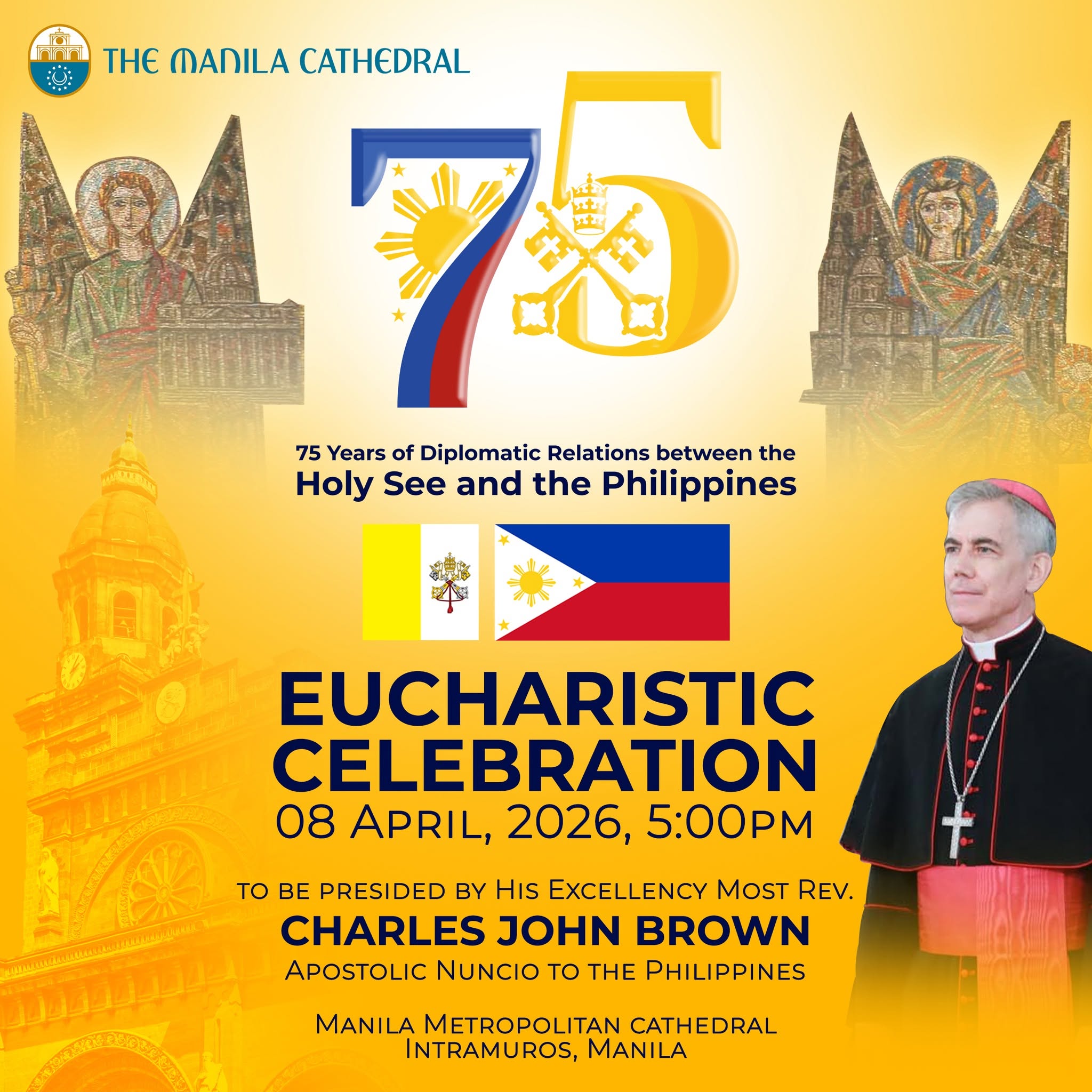Manila Cathedral event poster for the April 8, 2026 Eucharistic Celebration