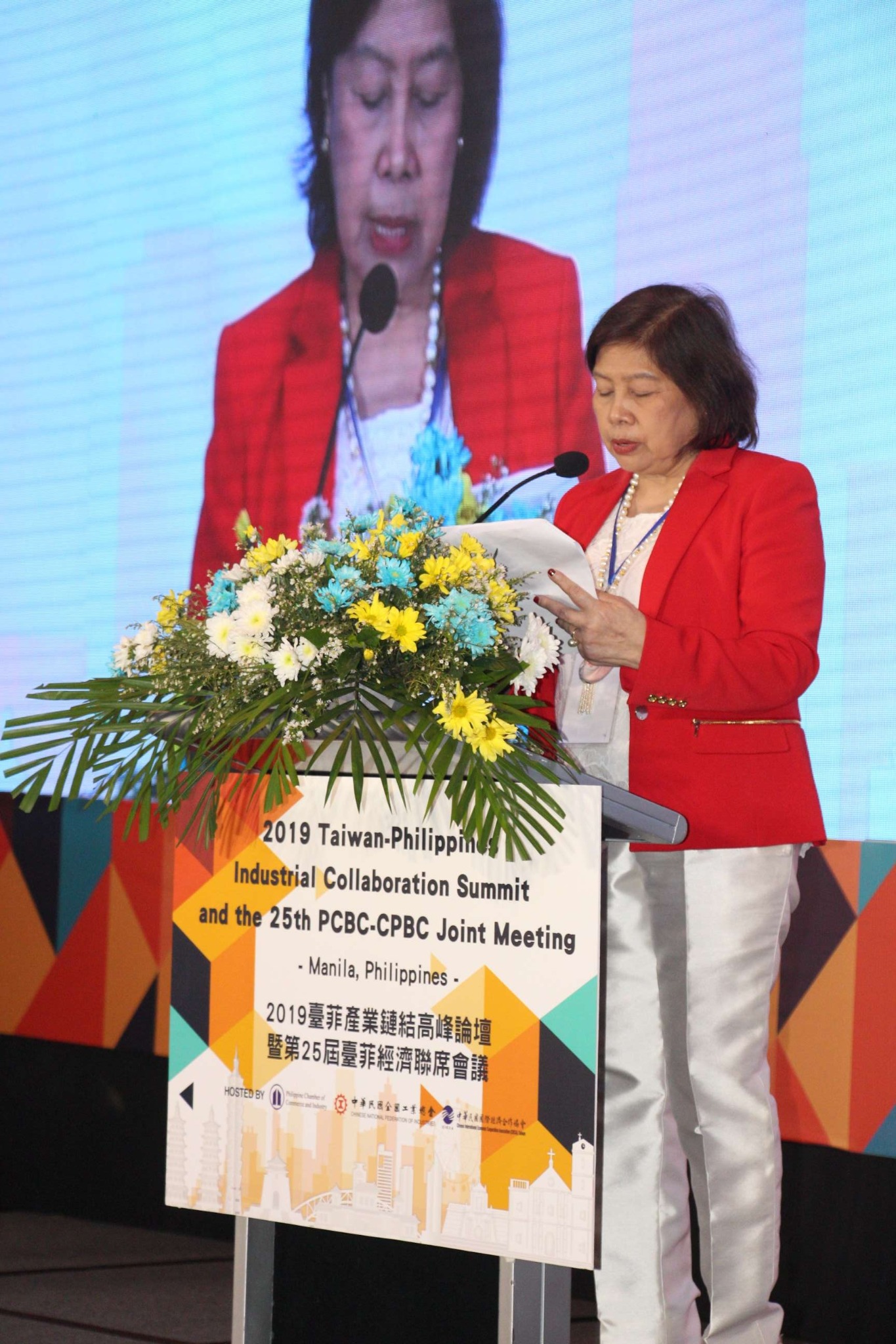 Dr. Luzviminda S. Jose speaking during the 2019 Taiwan-Philippines Industrial Collaboration Summit and 25th PCBC-CPBC Joint Meeting